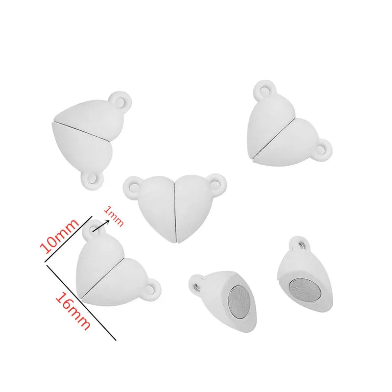 5Sets Mix Strong Love Heart Round Magnetic Clasps Fit Rhodium End Clasp Connectors Component For Making Leather Bracelet Jewelry