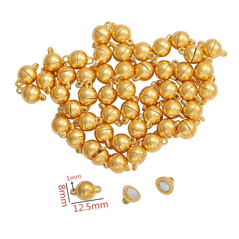5Sets Mix Strong Love Heart Round Magnetic Clasps Fit Rhodium End Clasp Connectors Component For Making Leather Bracelet Jewelry