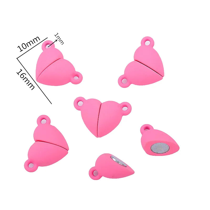 5Sets Mix Strong Love Heart Round Magnetic Clasps Fit Rhodium End Clasp Connectors Component For Making Leather Bracelet Jewelry