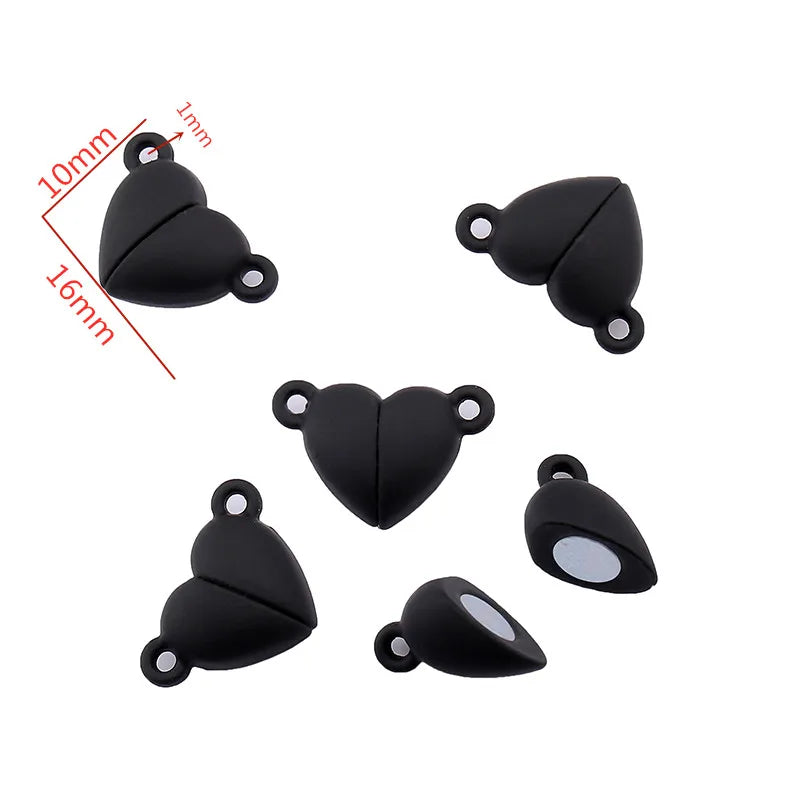 5Sets Mix Strong Love Heart Round Magnetic Clasps Fit Rhodium End Clasp Connectors Component For Making Leather Bracelet Jewelry