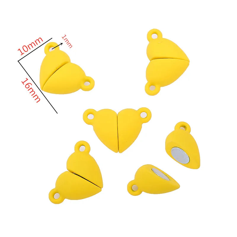 5Sets Mix Strong Love Heart Round Magnetic Clasps Fit Rhodium End Clasp Connectors Component For Making Leather Bracelet Jewelry