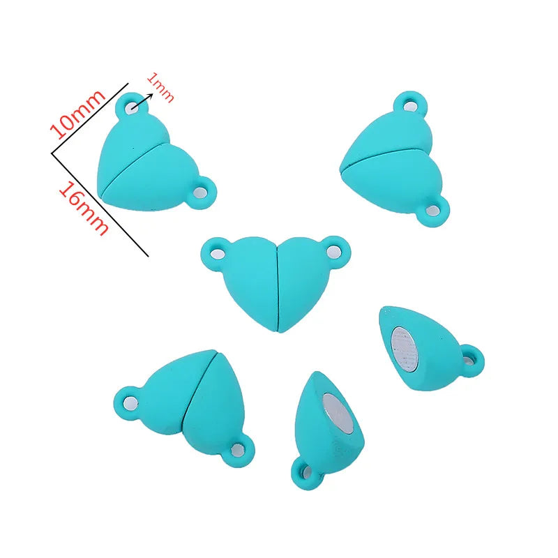 5Sets Mix Strong Love Heart Round Magnetic Clasps Fit Rhodium End Clasp Connectors Component For Making Leather Bracelet Jewelry