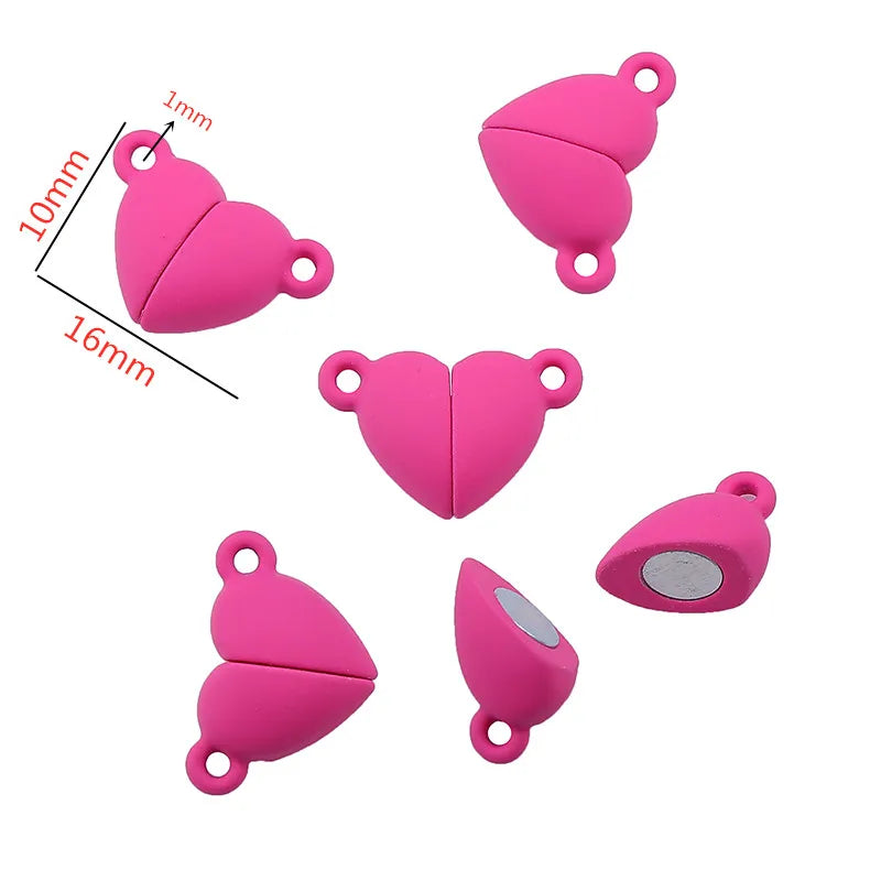 5Sets Mix Strong Love Heart Round Magnetic Clasps Fit Rhodium End Clasp Connectors Component For Making Leather Bracelet Jewelry