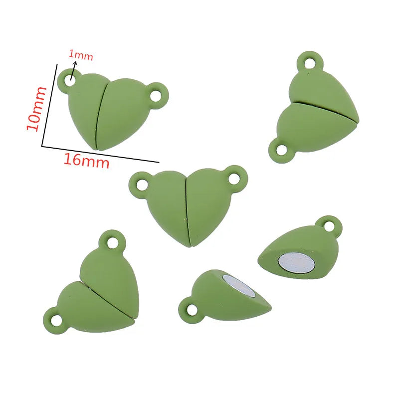5Sets Mix Strong Love Heart Round Magnetic Clasps Fit Rhodium End Clasp Connectors Component For Making Leather Bracelet Jewelry
