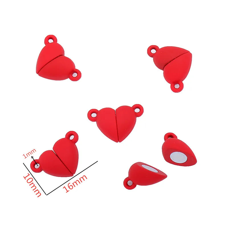 5Sets Mix Strong Love Heart Round Magnetic Clasps Fit Rhodium End Clasp Connectors Component For Making Leather Bracelet Jewelry