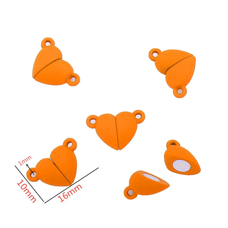 5Sets Mix Strong Love Heart Round Magnetic Clasps Fit Rhodium End Clasp Connectors Component For Making Leather Bracelet Jewelry