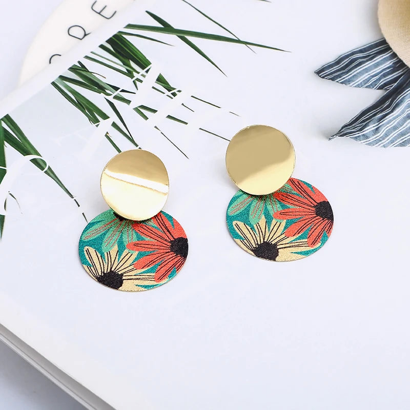 2020 New Spring Vintage Flower Geometric Round Clip on Earrings for Women Without Piercing Fashion Jewelry Ear Clips Wholesale