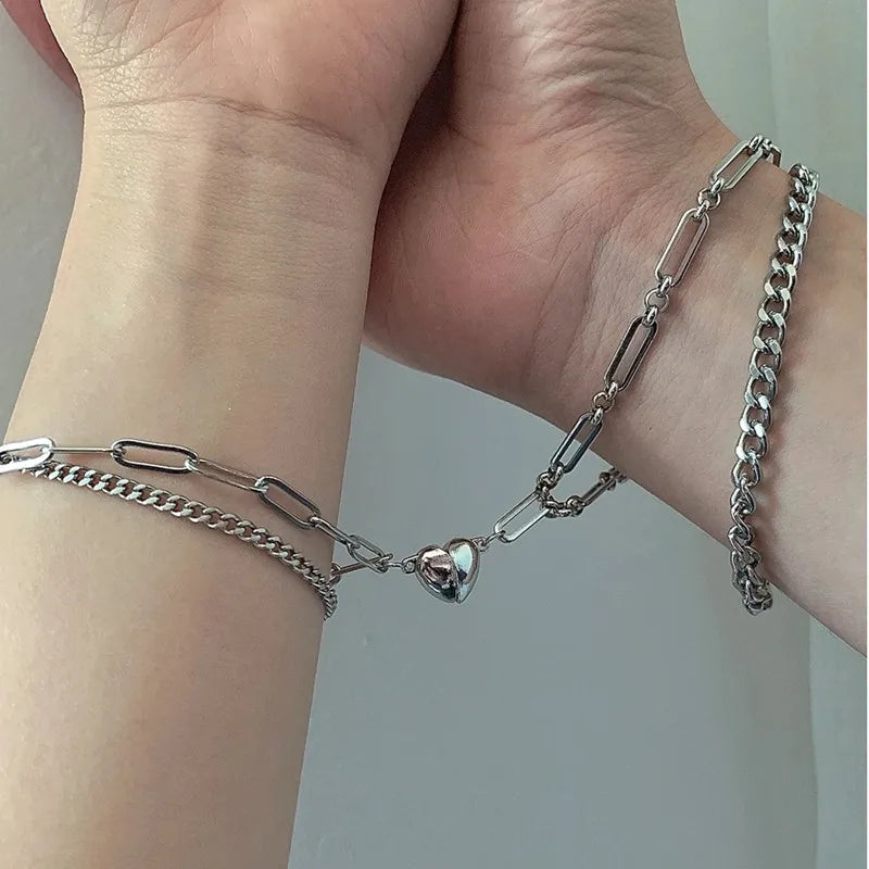 5Sets Mix Strong Love Heart Round Magnetic Clasps Fit Rhodium End Clasp Connectors Component For Making Leather Bracelet Jewelry