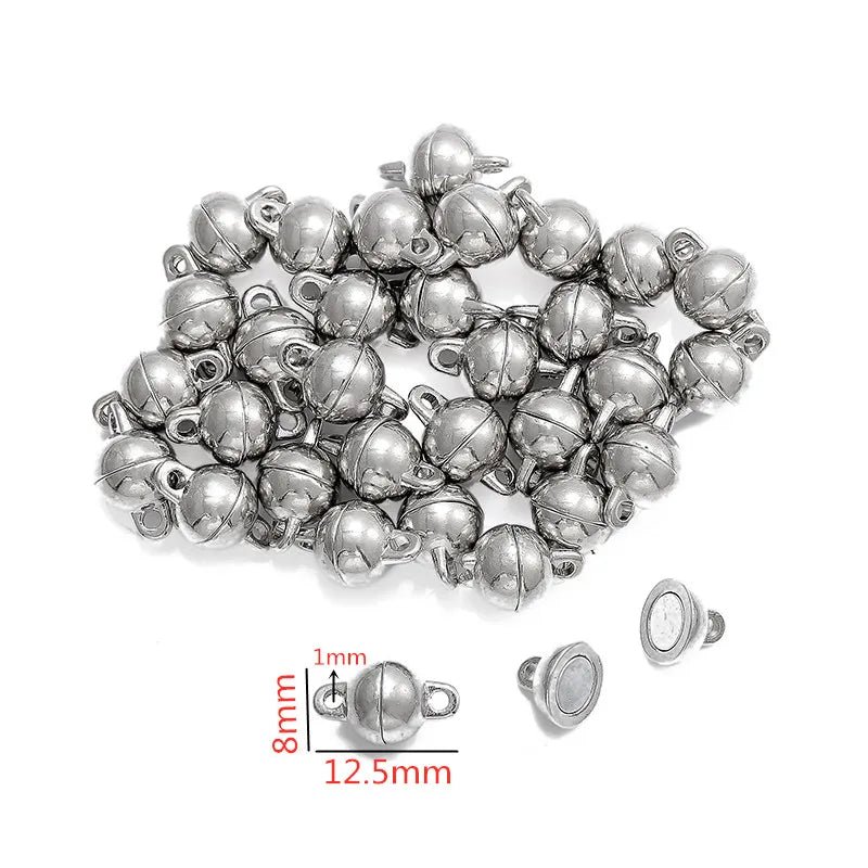 5Sets Mix Strong Love Heart Round Magnetic Clasps Fit Rhodium End Clasp Connectors Component For Making Leather Bracelet Jewelry
