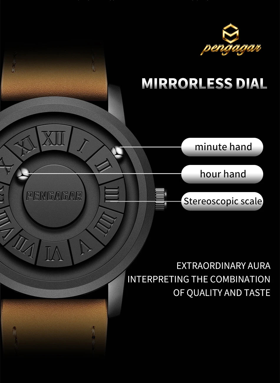 2024 New Men's Watches Top Luxury Quartz Watch For Men Creative Scrolling Pointer Magnetic Force Wrist Clock Relogio Masculino