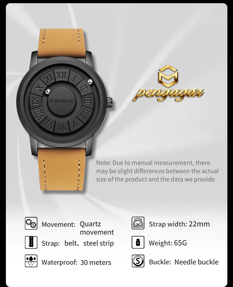 2024 New Men's Watches Top Luxury Quartz Watch For Men Creative Scrolling Pointer Magnetic Force Wrist Clock Relogio Masculino
