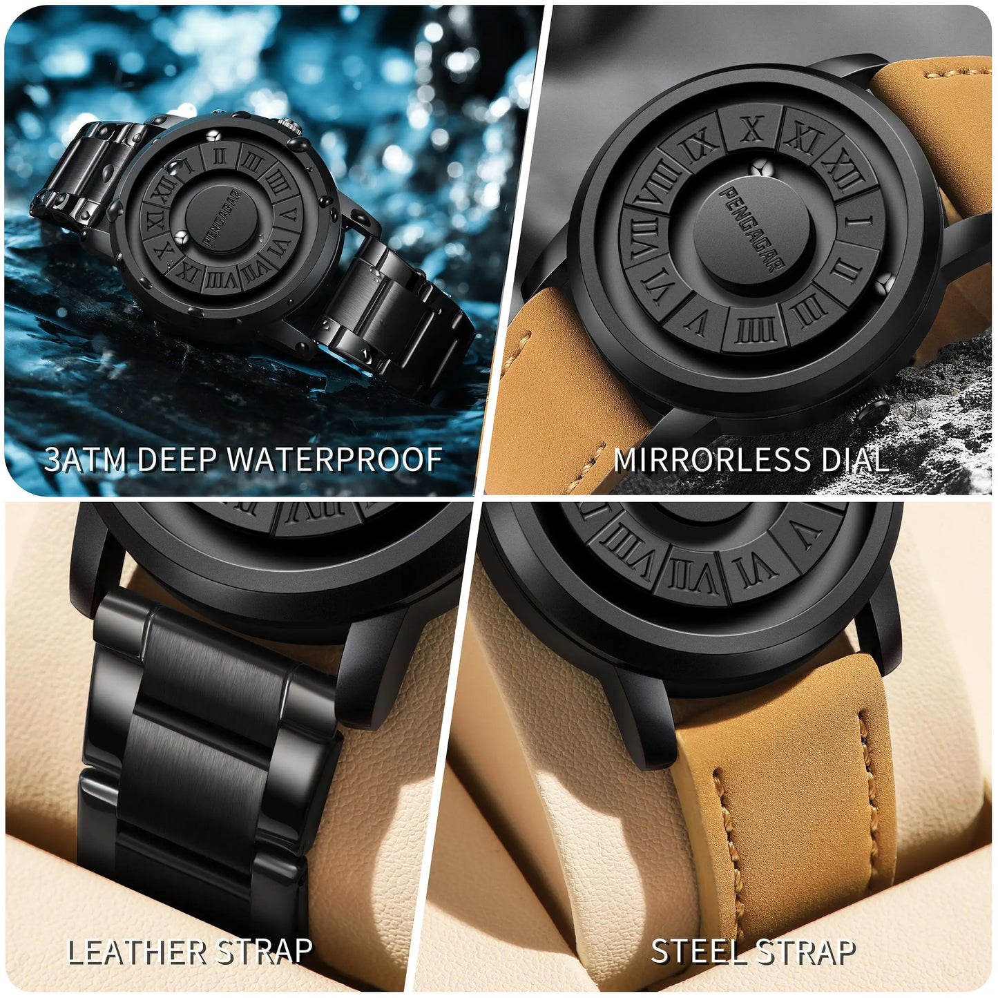 2024 New Men's Watches Top Luxury Quartz Watch For Men Creative Scrolling Pointer Magnetic Force Wrist Clock Relogio Masculino