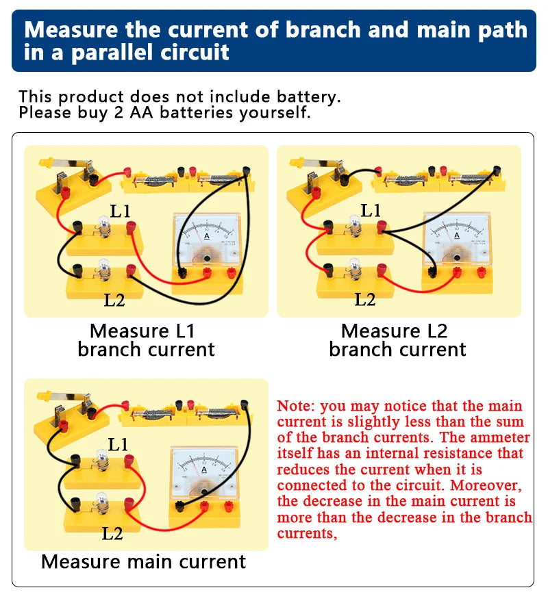 Electric Circuit Learning Kit Physics Electrical Experiment Teaching Aid Ammeter Voltmeter Sliding Rheostat Resistor Science Toy