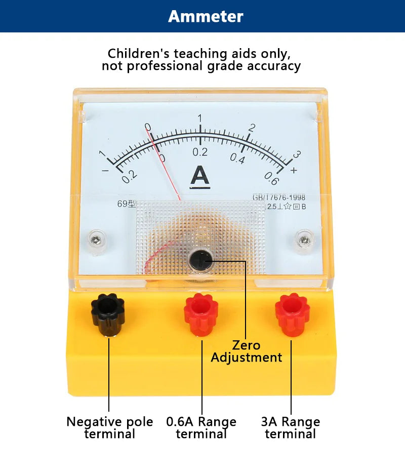 Electric Circuit Learning Kit Physics Electrical Experiment Teaching Aid Ammeter Voltmeter Sliding Rheostat Resistor Science Toy