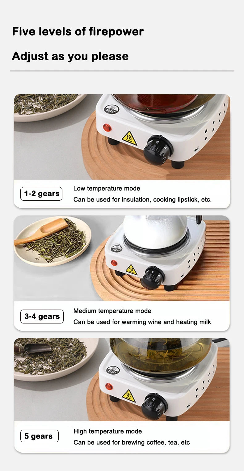 110V Mini Electric Stove Portable Tea Warmer Coffee Milk Heater Stove Mocha Heating Stove Cast Iron Hot Plate Cooking Furnace EU