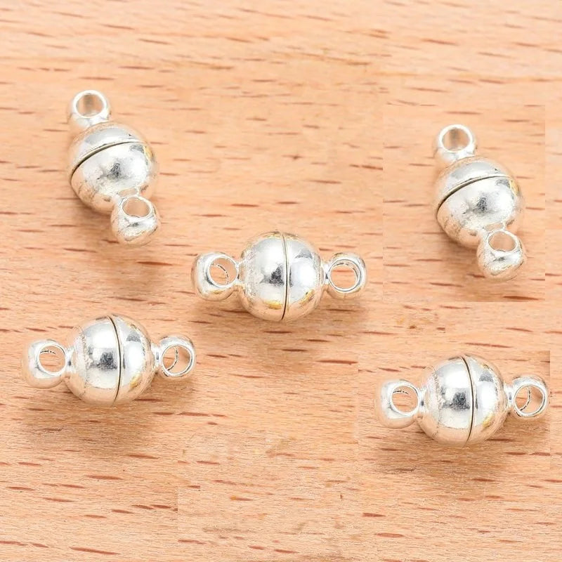 5Sets Mix Strong Love Heart Round Magnetic Clasps Fit Rhodium End Clasp Connectors Component For Making Leather Bracelet Jewelry