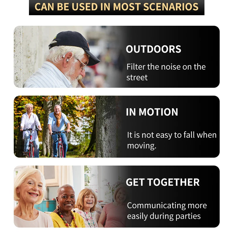 Hearing Aid for Elderly Deafness Rechargeable Invisible Hearing Aids Adjustable Tone Ear Aid Digital Sound Amplifier Audifonos