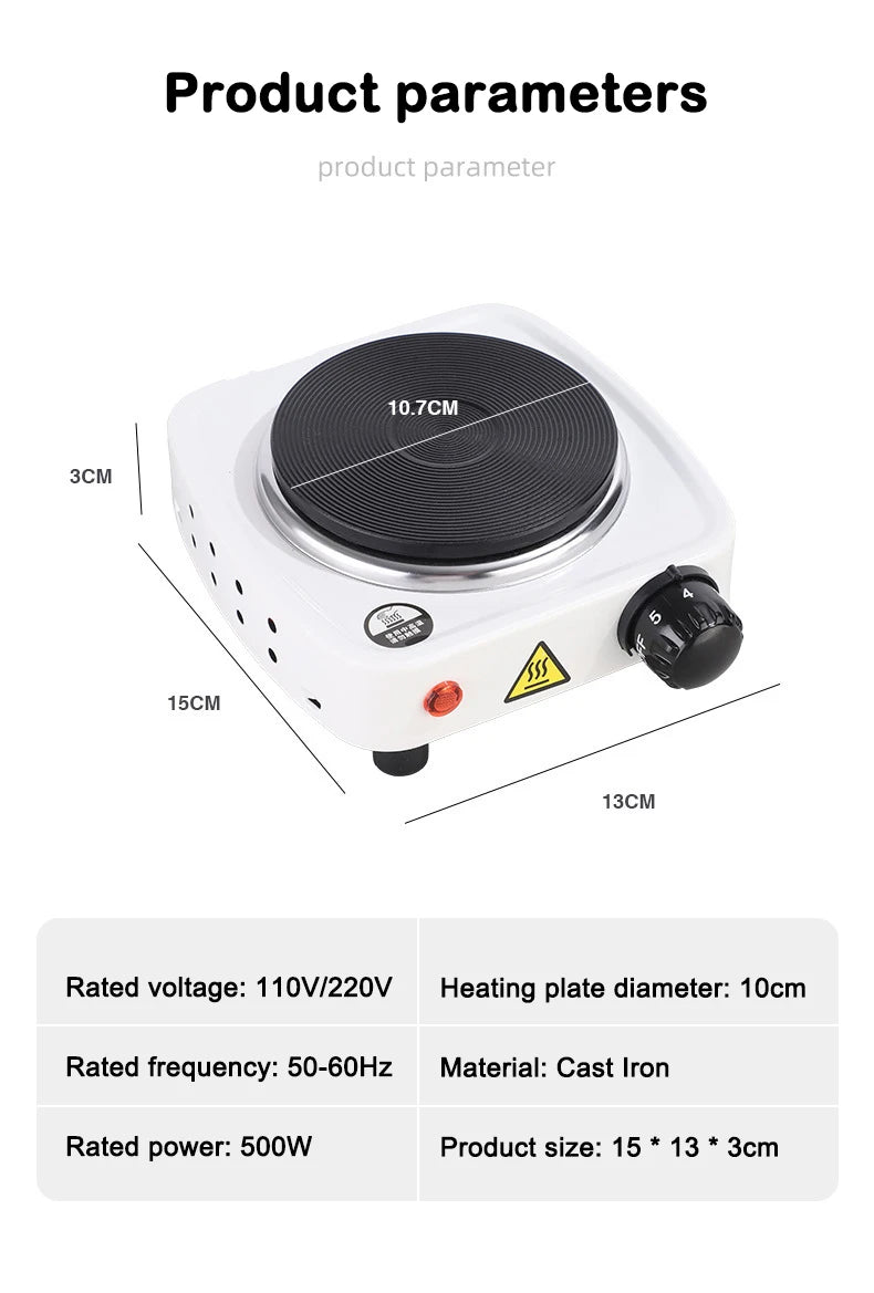 110V Mini Electric Stove Portable Tea Warmer Coffee Milk Heater Stove Mocha Heating Stove Cast Iron Hot Plate Cooking Furnace EU