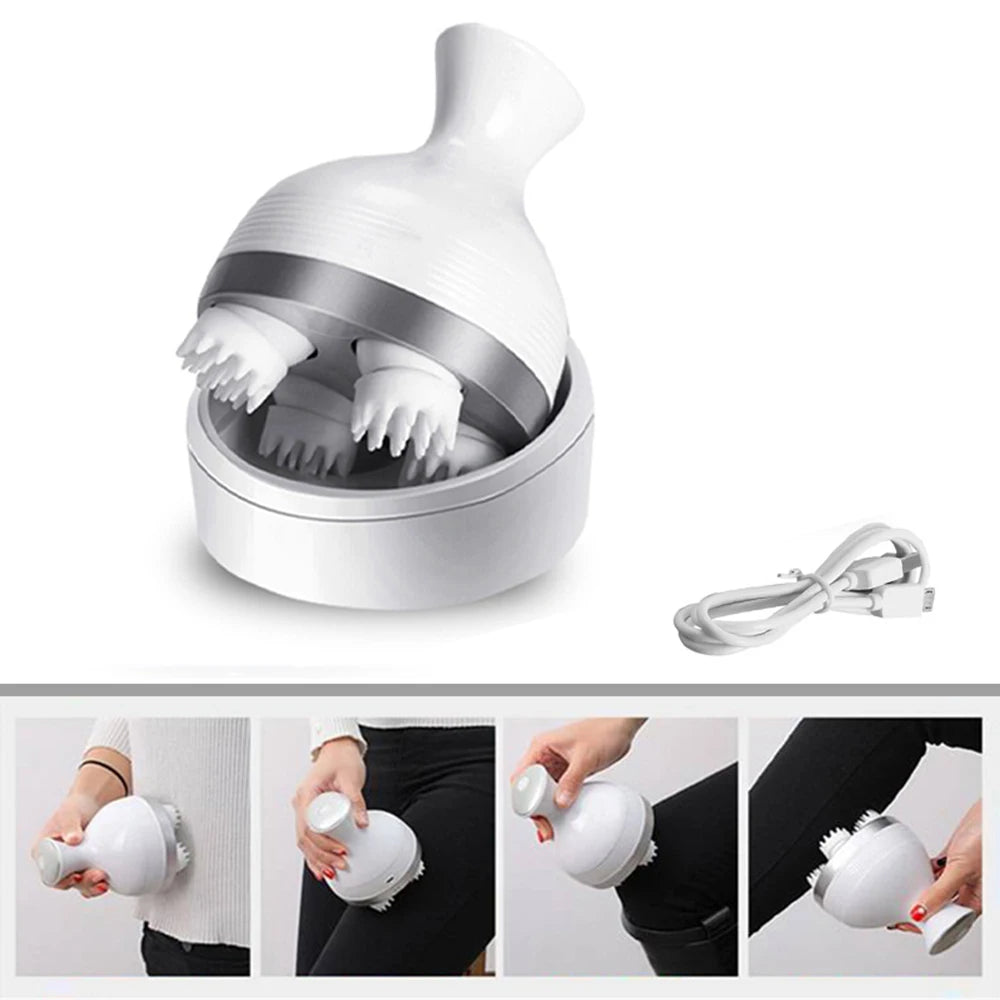 Electric Head Massager 3D Wireless Scalp Massager Waterproof Body Massage Health Care Shoulder Neck Deep Tissue Kneading Massage