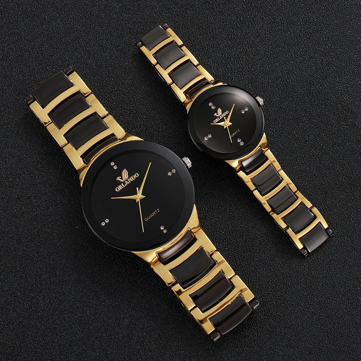 1/2PCS Couple's Watches Fashion Stainless Steel Band Men Women Analog Quartz Watches Set