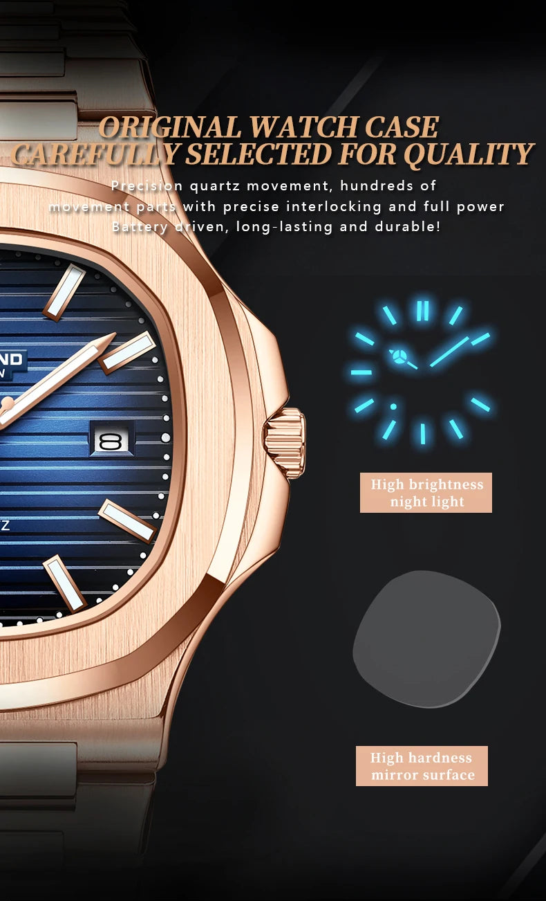 2025 New Top Brand Luxury Fashion Mens Watches Sport Waterproof Simple Ultra-Thin Watches Men Quartz Clock Relogio Masculino+Box
