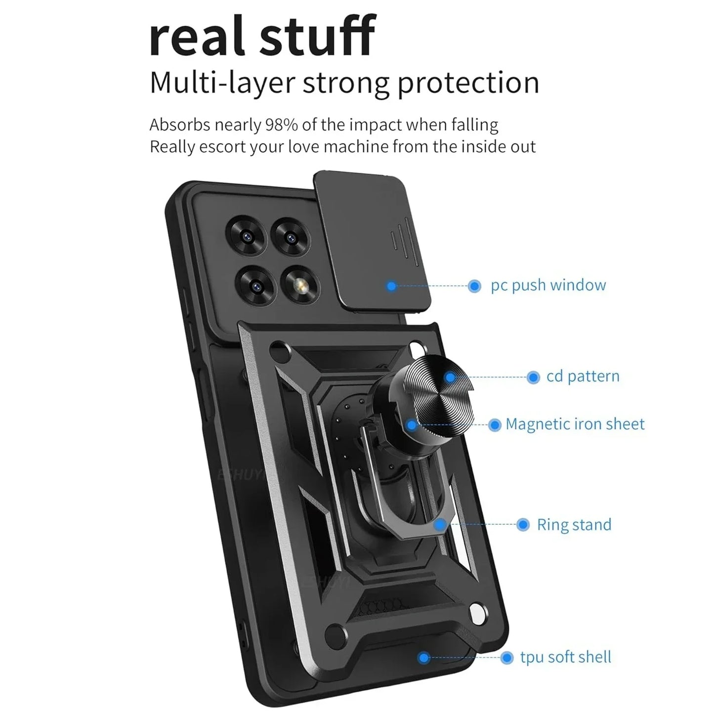 Military Armor Case For T-Mobile Revvl 7 Pro 5G T Phone 2 Pro 5G Cover Lens Protection Ring Stand Holder Coque Fundas