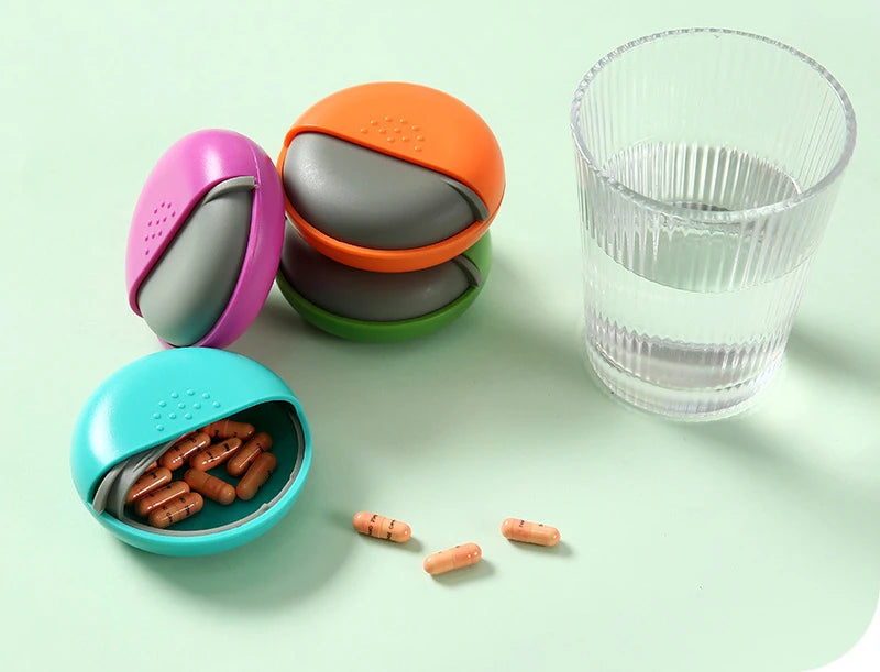 Portable Travel Round Pill Box Mini Spin Pill Organizer Pill Box Spin Pill Organizer Tablet Container Medicine Box