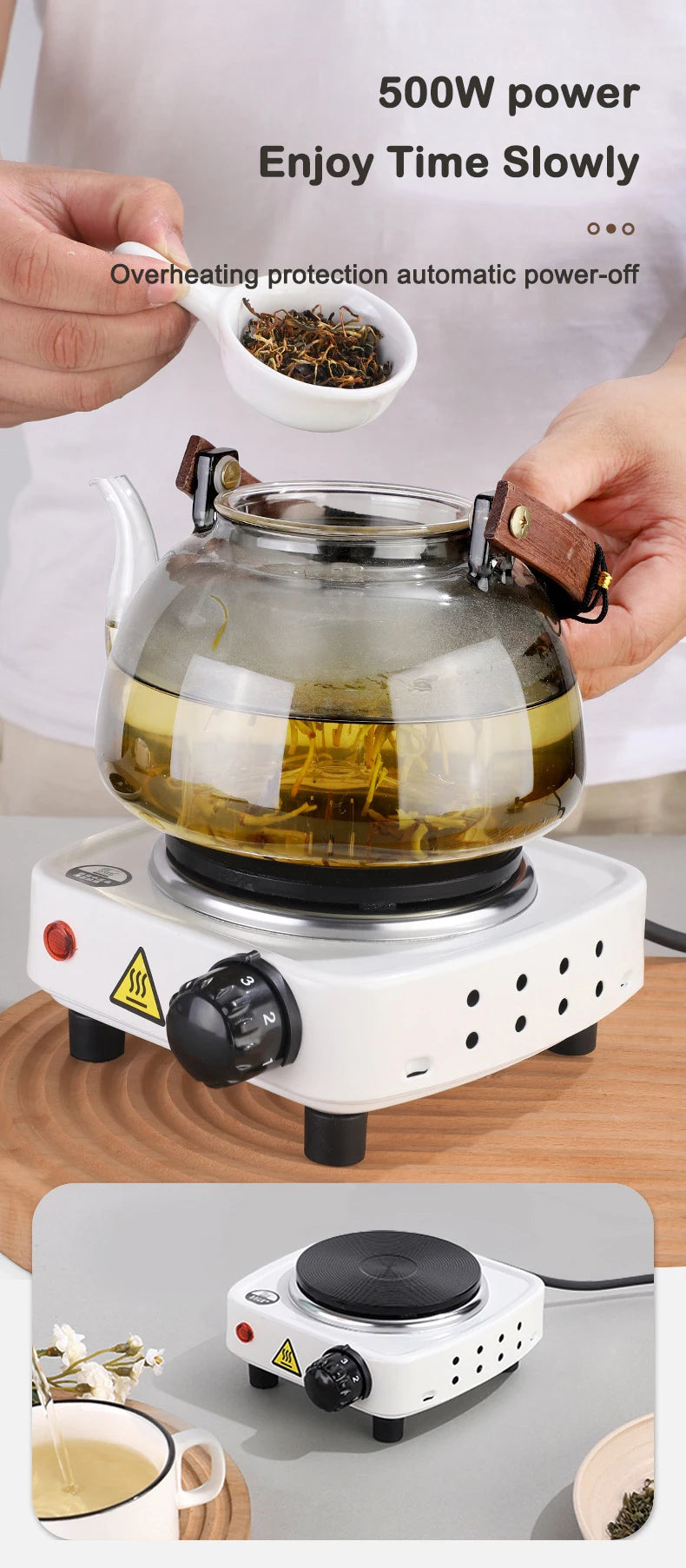 110V Mini Electric Stove Portable Tea Warmer Coffee Milk Heater Stove Mocha Heating Stove Cast Iron Hot Plate Cooking Furnace EU