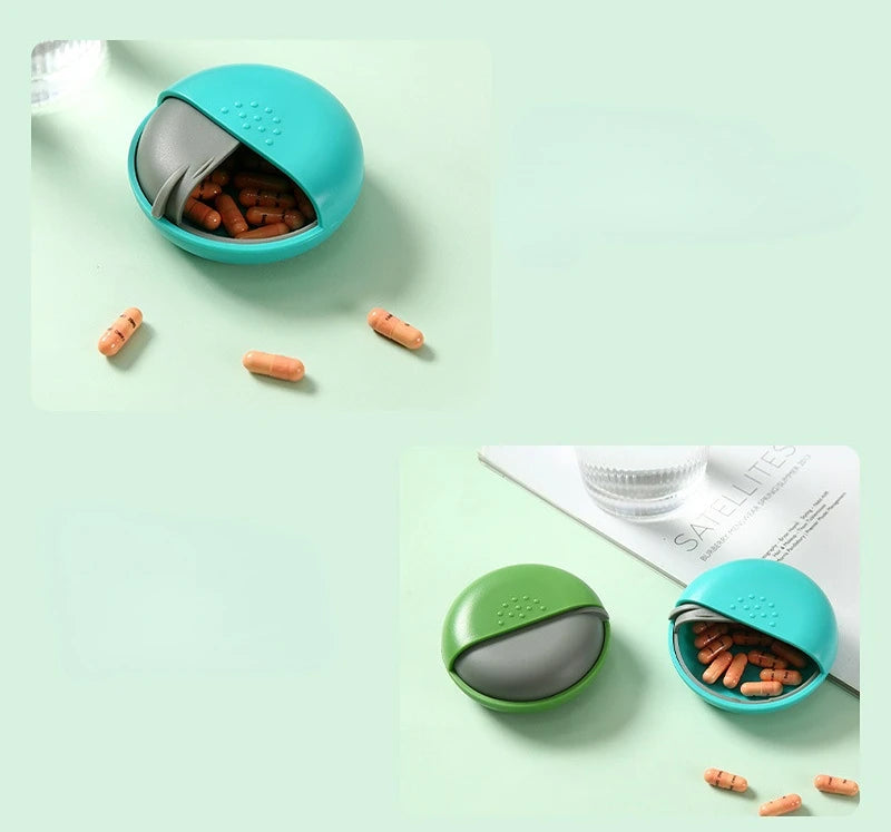 Portable Travel Round Pill Box Mini Spin Pill Organizer Pill Box Spin Pill Organizer Tablet Container Medicine Box