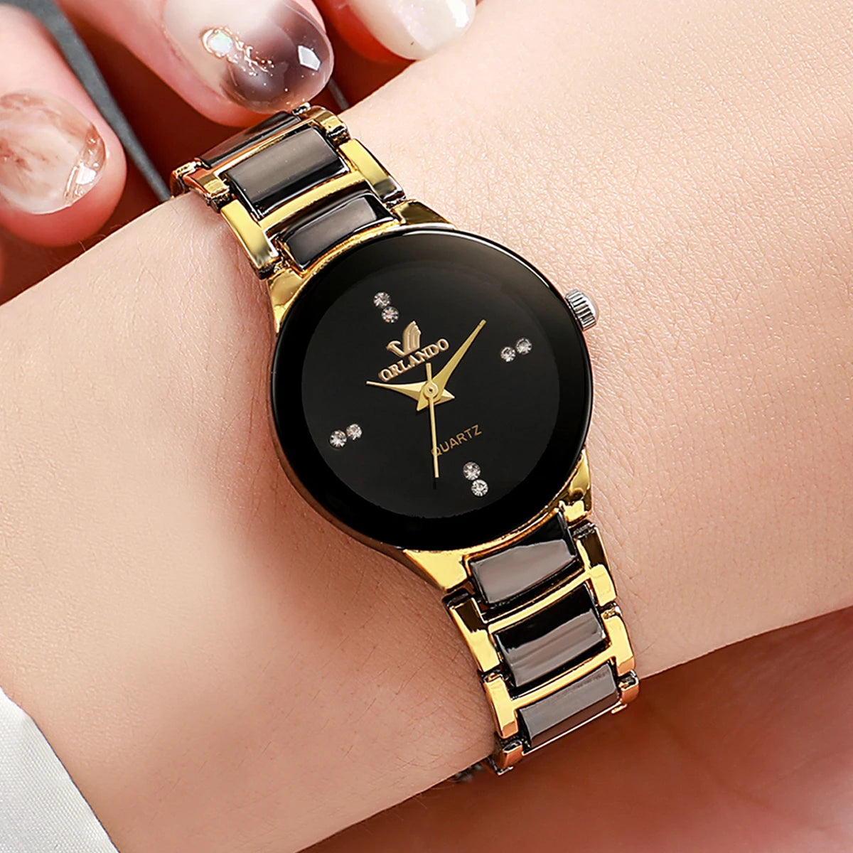 1/2PCS Couple's Watches Fashion Stainless Steel Band Men Women Analog Quartz Watches Set