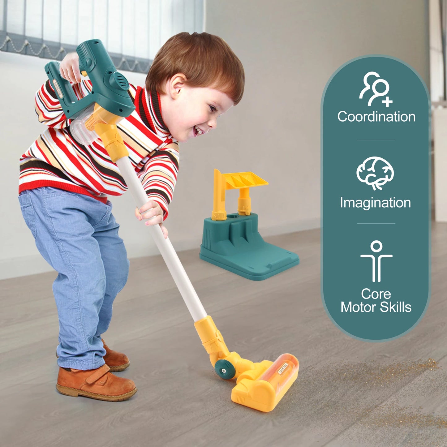 Electric Mini Vacuum With Light and Music Cleaner Simulation Housework Dust Catcher Educational Pretend Play Toys for Kids Gifts