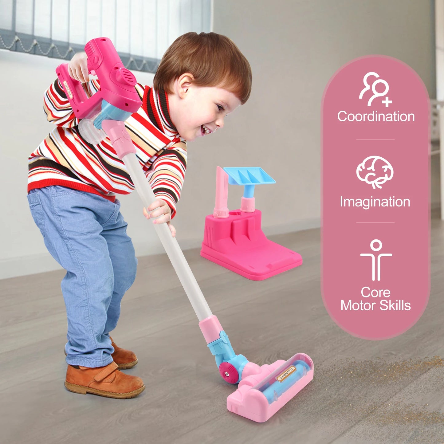 Electric Mini Vacuum With Light and Music Cleaner Simulation Housework Dust Catcher Educational Pretend Play Toys for Kids Gifts