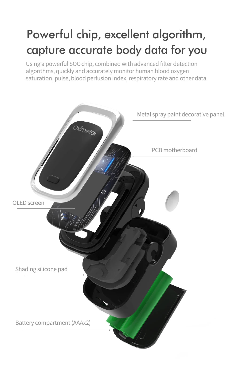 Kiuzou Medical Portable Finger Pulse Oximeter Blood Oxygen Heart Rate Saturation Meter OLED Oximetro De Dedo Saturometro Monitor
