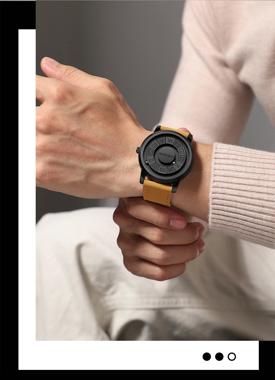2024 New Men's Watches Top Luxury Quartz Watch For Men Creative Scrolling Pointer Magnetic Force Wrist Clock Relogio Masculino
