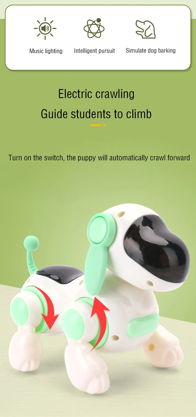 Children's Intelligent Electric Dog Pet Toy Electric Machine Lighting Intelligent Crawling Electronic Dog Toy Children's Gift