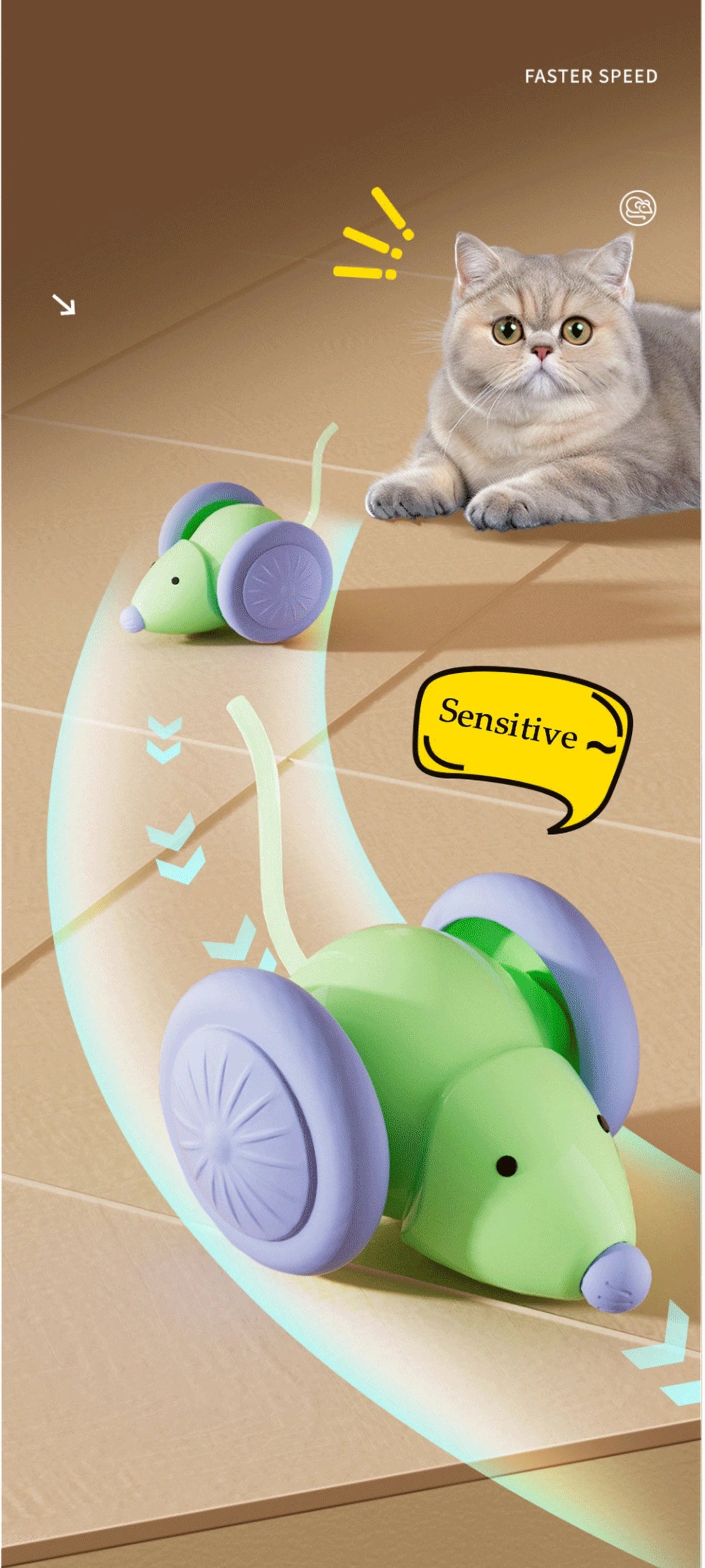 Electric Mouse Car Pet toys Interactive Cat Toy Rechargeable Automatic Teaser with Intelligent Obstacle Avoidance Pet Products