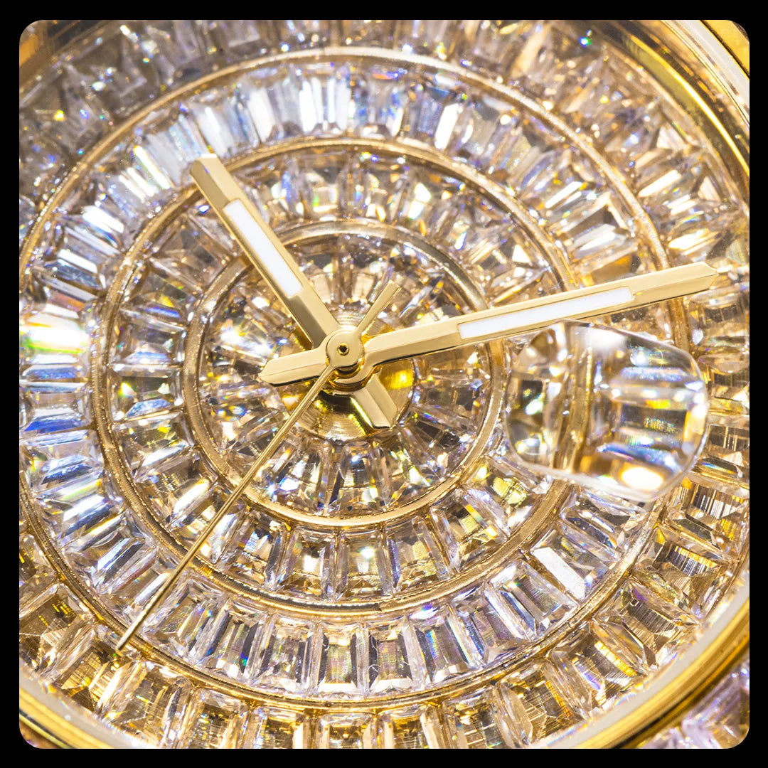 Full Iced Out Watches For Men Luxury Handmade Mosaic Diamond Silver Steel Watch Fashion Hip Hop Silver Automatic Date Male Clock