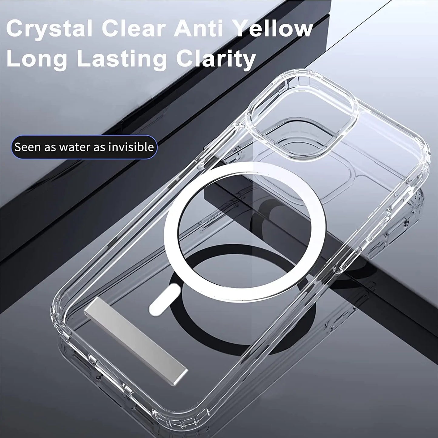 Magnetic Clear Phone Case for Magsafe with Kickstand for iPhone 14 Pro Max 13 12 11 Mini 15 Plus Shockproof Mobile Back Cover