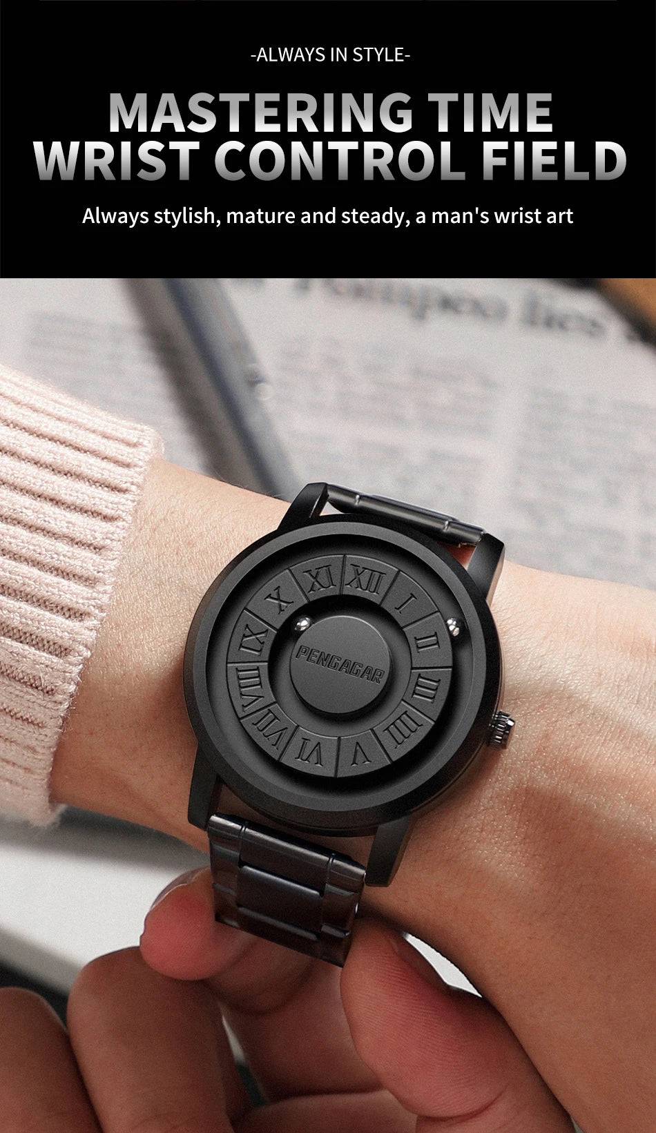 2024 New Men's Watches Top Luxury Quartz Watch For Men Creative Scrolling Pointer Magnetic Force Wrist Clock Relogio Masculino