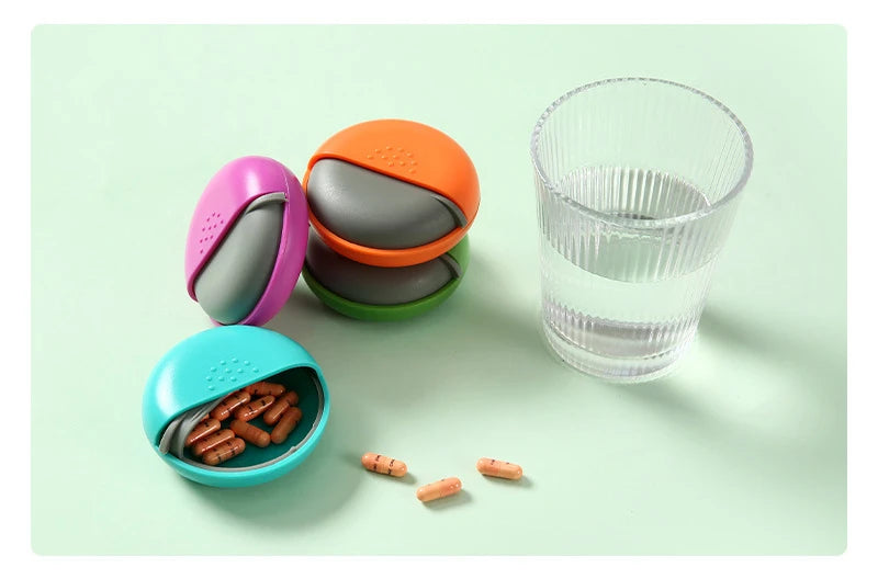 Portable Travel Round Pill Box Mini Spin Pill Organizer Pill Box Spin Pill Organizer Tablet Container Medicine Box