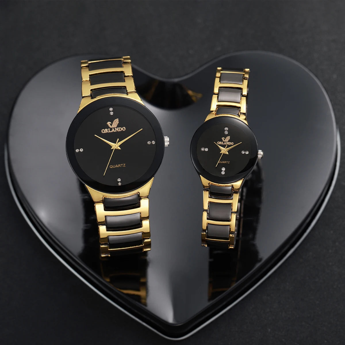 1/2PCS Couple's Watches Fashion Stainless Steel Band Men Women Analog Quartz Watches Set