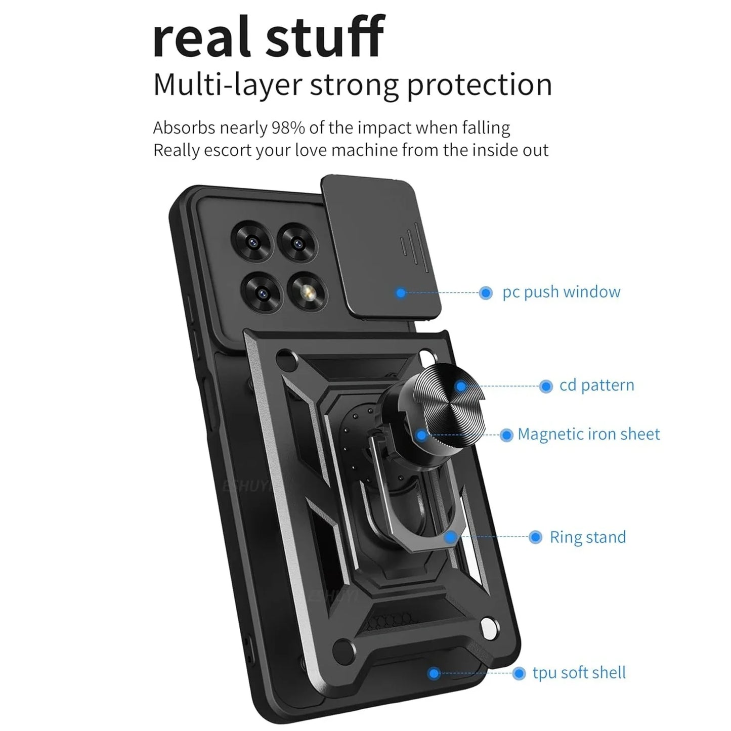 Military Armor Case For T-Mobile Revvl 7 Pro 5G T Phone 2 Pro 5G Cover Lens Protection Ring Stand Holder Coque Fundas