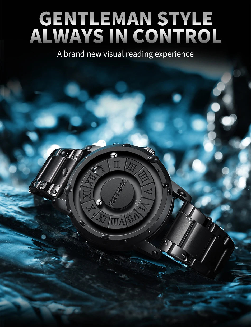 2024 New Men's Watches Top Luxury Quartz Watch For Men Creative Scrolling Pointer Magnetic Force Wrist Clock Relogio Masculino