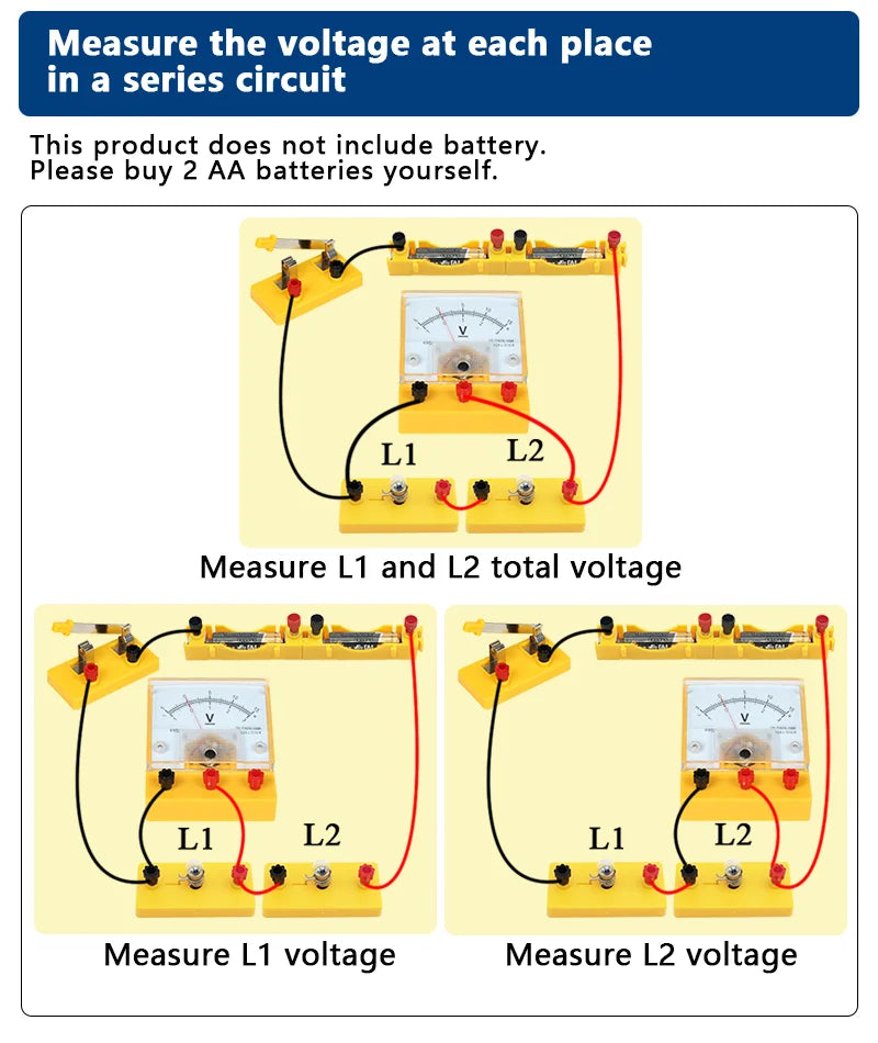 Electric Circuit Learning Kit Physics Electrical Experiment Teaching Aid Ammeter Voltmeter Sliding Rheostat Resistor Science Toy
