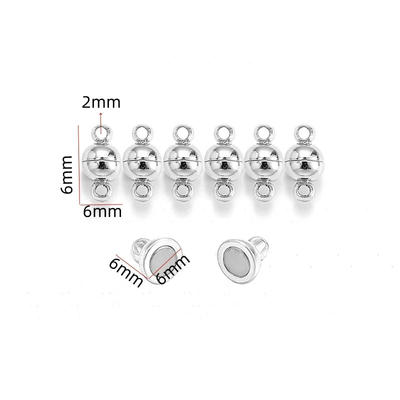 5Sets Mix Strong Love Heart Round Magnetic Clasps Fit Rhodium End Clasp Connectors Component For Making Leather Bracelet Jewelry
