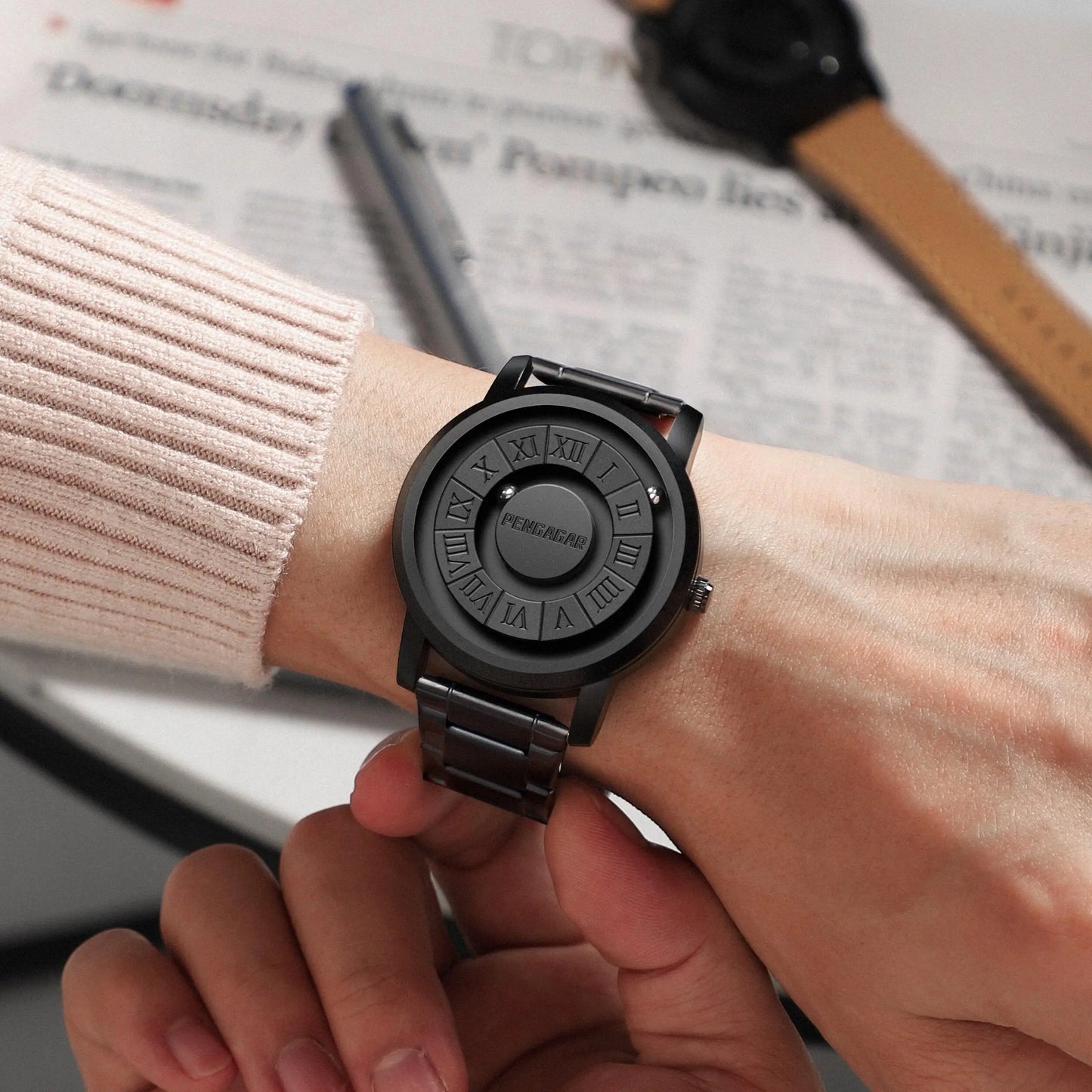 2024 New Men's Watches Top Luxury Quartz Watch For Men Creative Scrolling Pointer Magnetic Force Wrist Clock Relogio Masculino