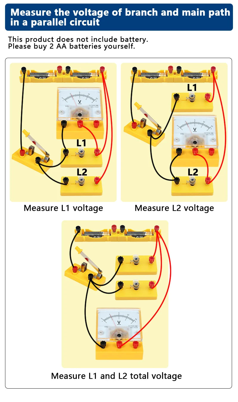 Electric Circuit Learning Kit Physics Electrical Experiment Teaching Aid Ammeter Voltmeter Sliding Rheostat Resistor Science Toy
