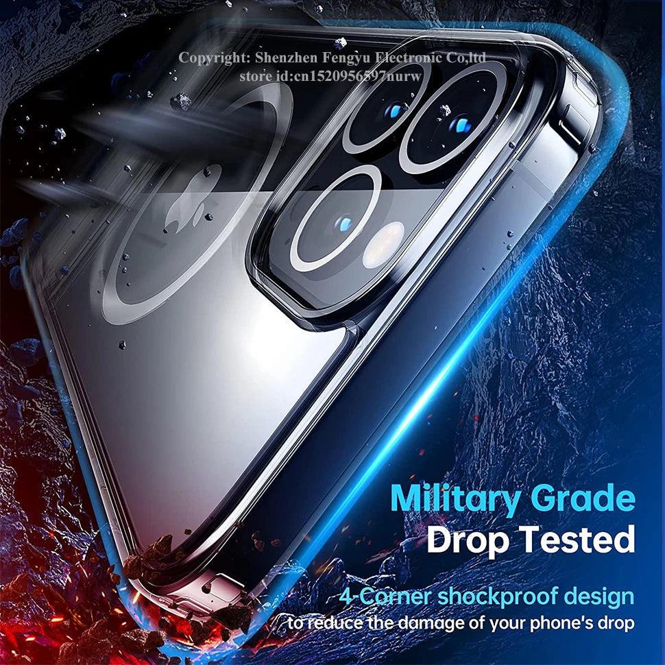 Magnetic Clear Phone Case for Magsafe with Kickstand for iPhone 14 Pro Max 13 12 11 Mini 15 Plus Shockproof Mobile Back Cover