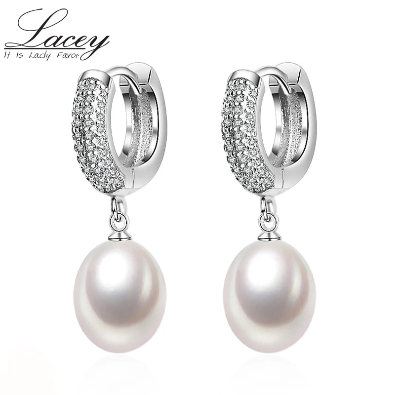 925 Sterling Silver Freshwater Pearl Drop Earrings,Real Natural Black Pearl Earrings Mother Brides Gifts