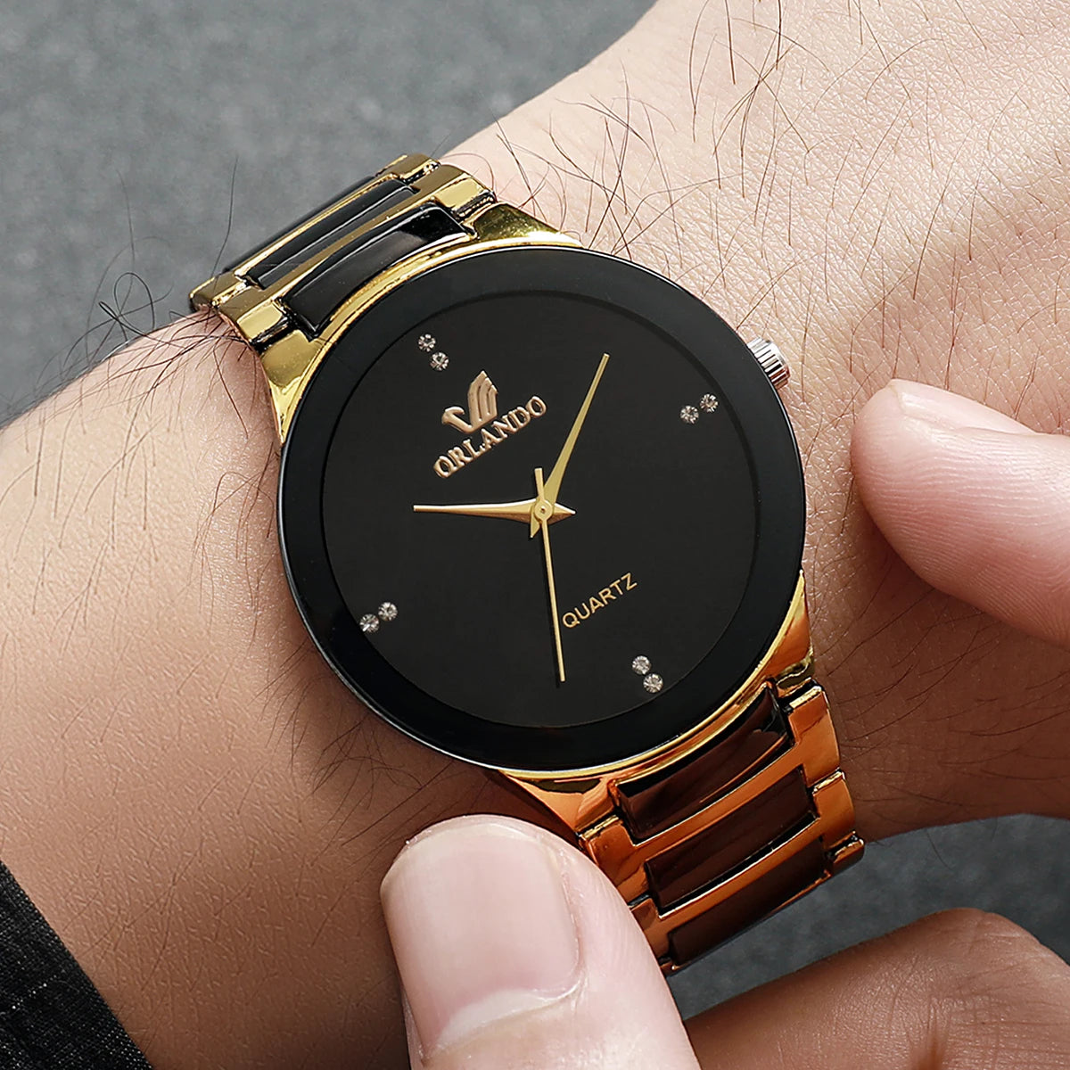1/2PCS Couple's Watches Fashion Stainless Steel Band Men Women Analog Quartz Watches Set